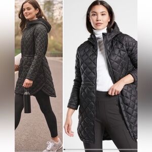 Athleta Whisper Featherless Parka Black Quilted Hooded Jacket Size S